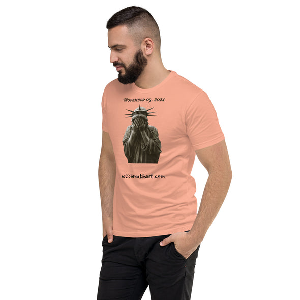 Men's Fitted T-shirt  Lady Liberty Inconsolable After Trump Wins notsobreitbart.com