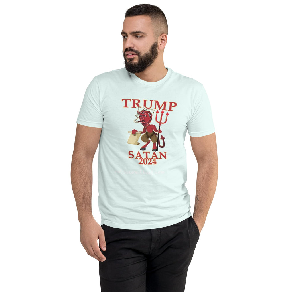 TRUMP/Satan Men's Fitted Short Sleeve T-shirt notsobreitbart.com