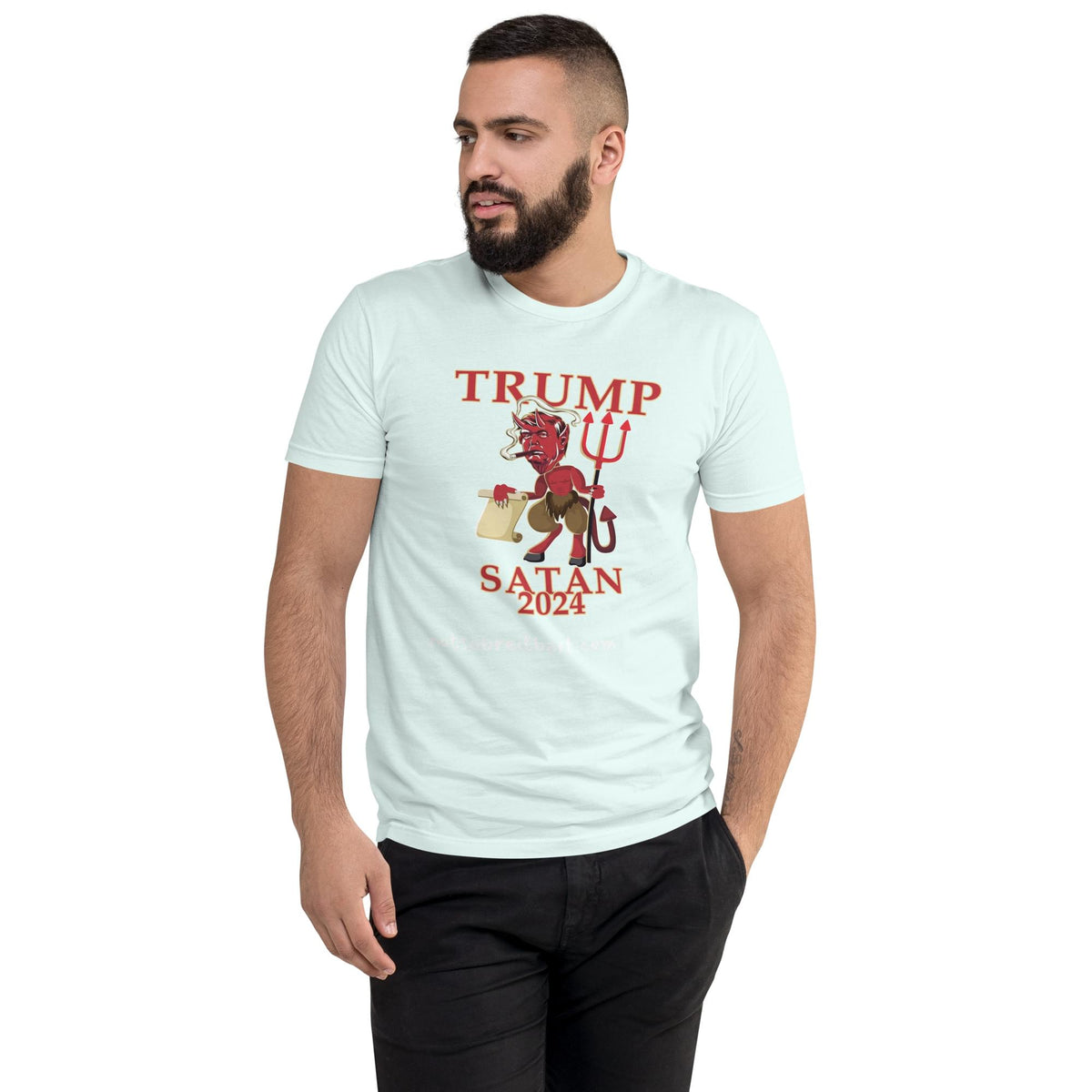 TRUMP/Satan Men's Fitted Short Sleeve T-shirt notsobreitbart.com