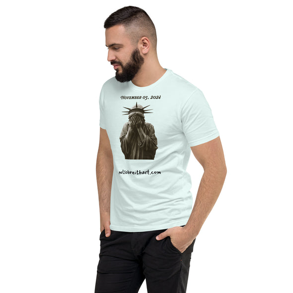 Men's Fitted T-shirt  Lady Liberty Inconsolable After Trump Wins notsobreitbart.com