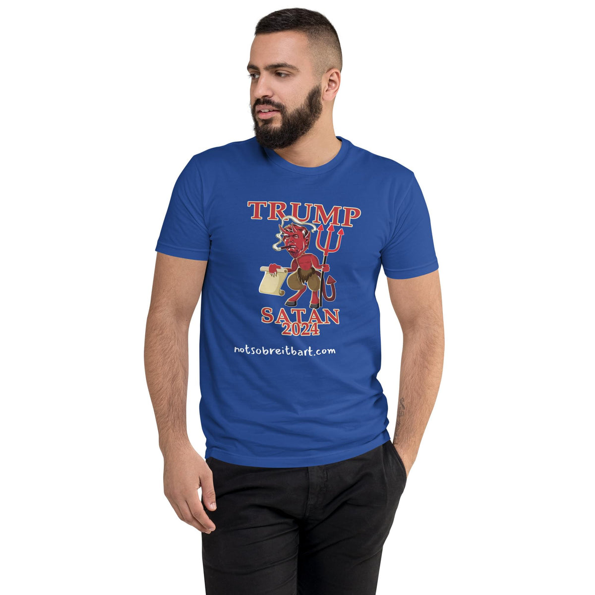 TRUMP/Satan Men's Fitted Short Sleeve T-shirt notsobreitbart.com