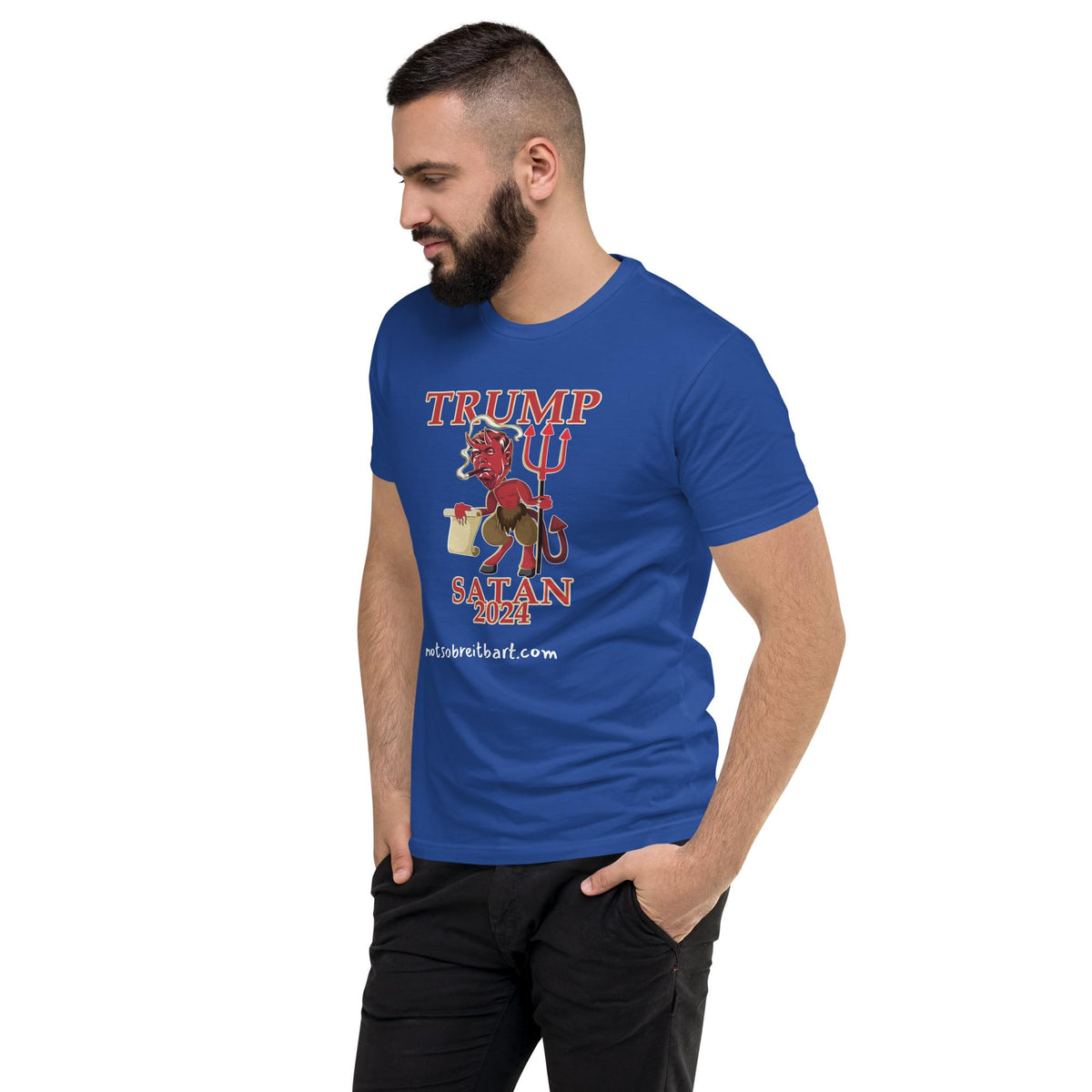 TRUMP/Satan Men's Fitted Short Sleeve T-shirt notsobreitbart.com