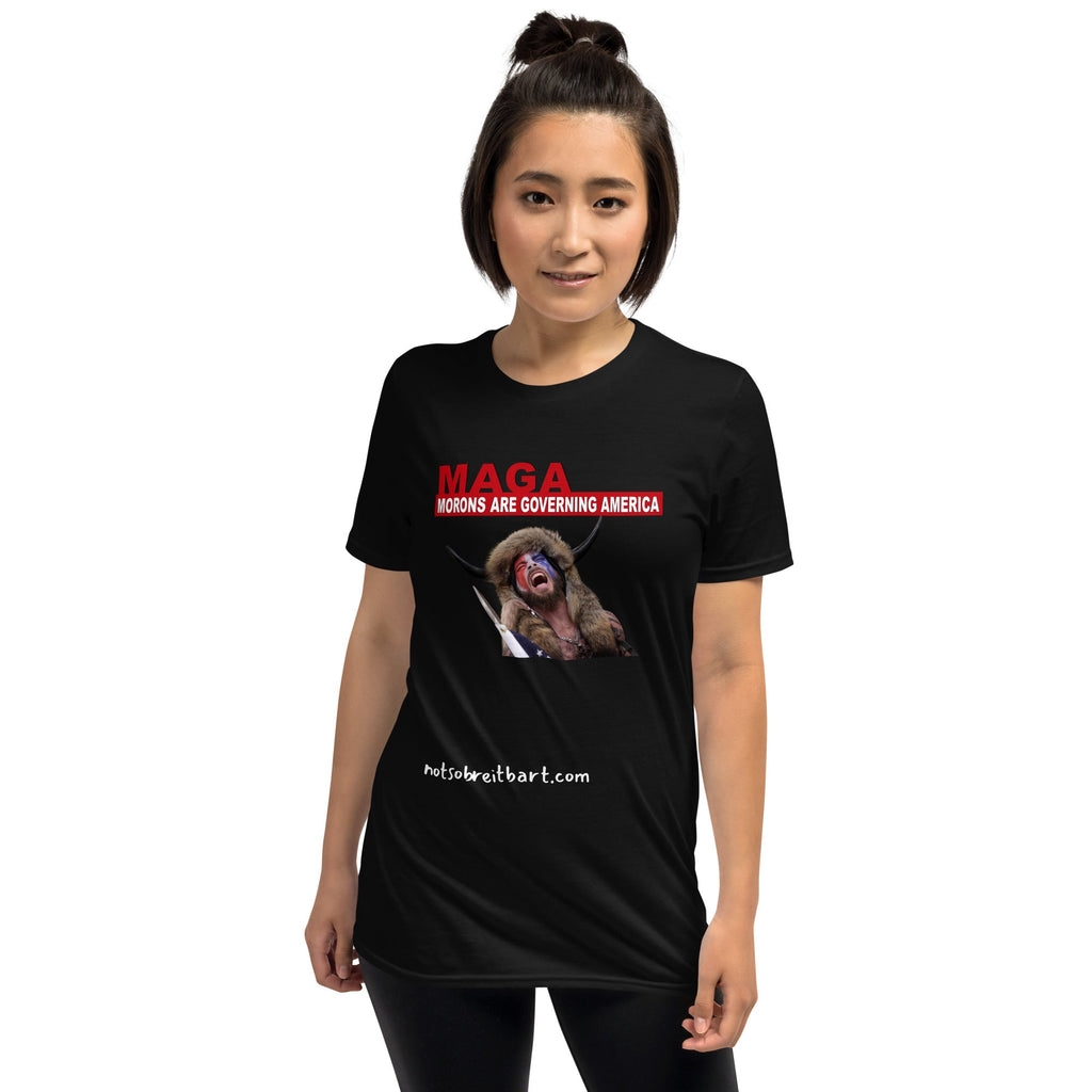 Morons Are Governing America Short-Sleeve T-Shirt notsobreitbart.com