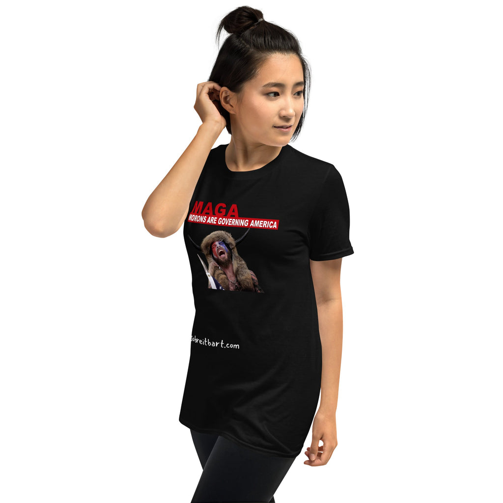 Morons Are Governing America Short-Sleeve T-Shirt notsobreitbart.com