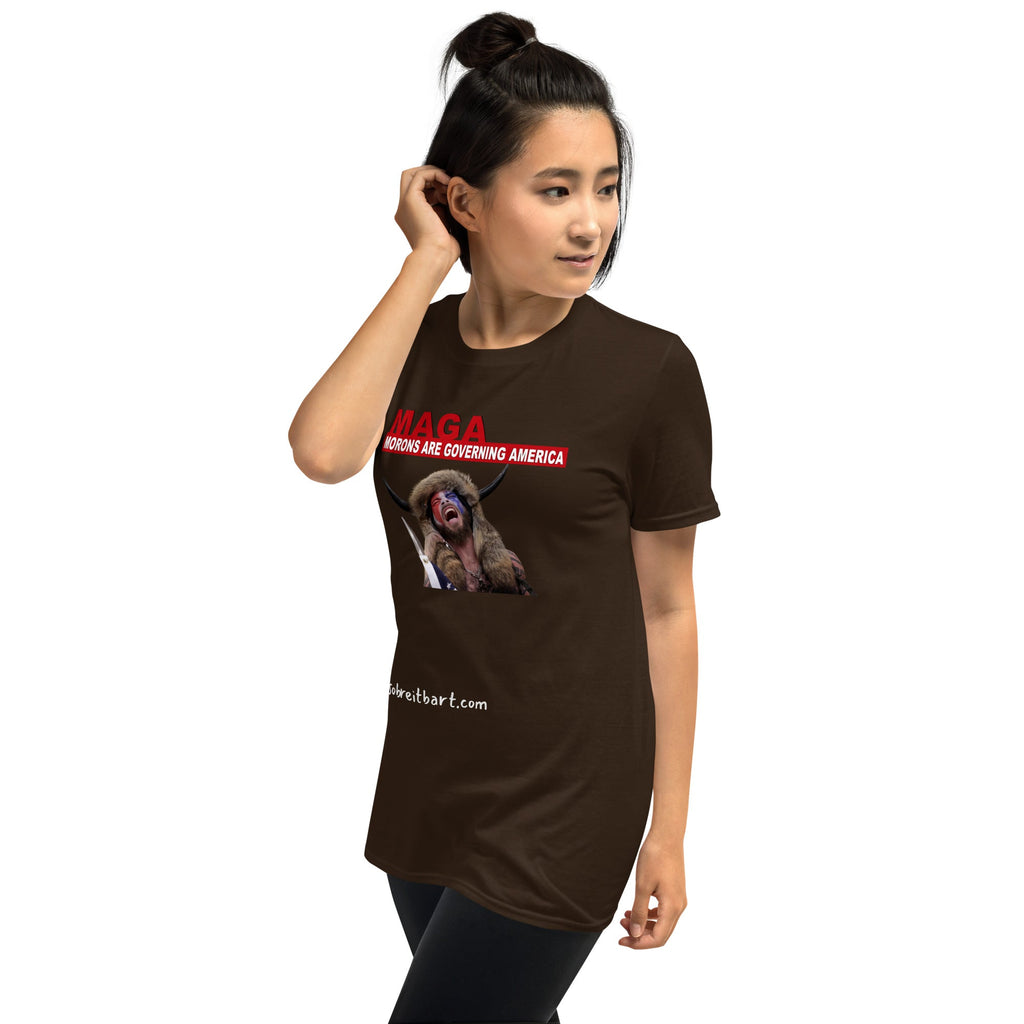 Morons Are Governing America Short-Sleeve T-Shirt notsobreitbart.com
