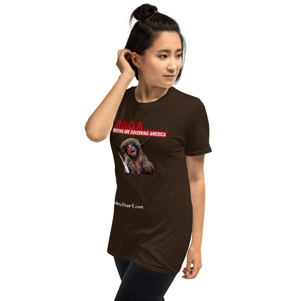 Morons Are Governing America Short-Sleeve T-Shirt notsobreitbart.com