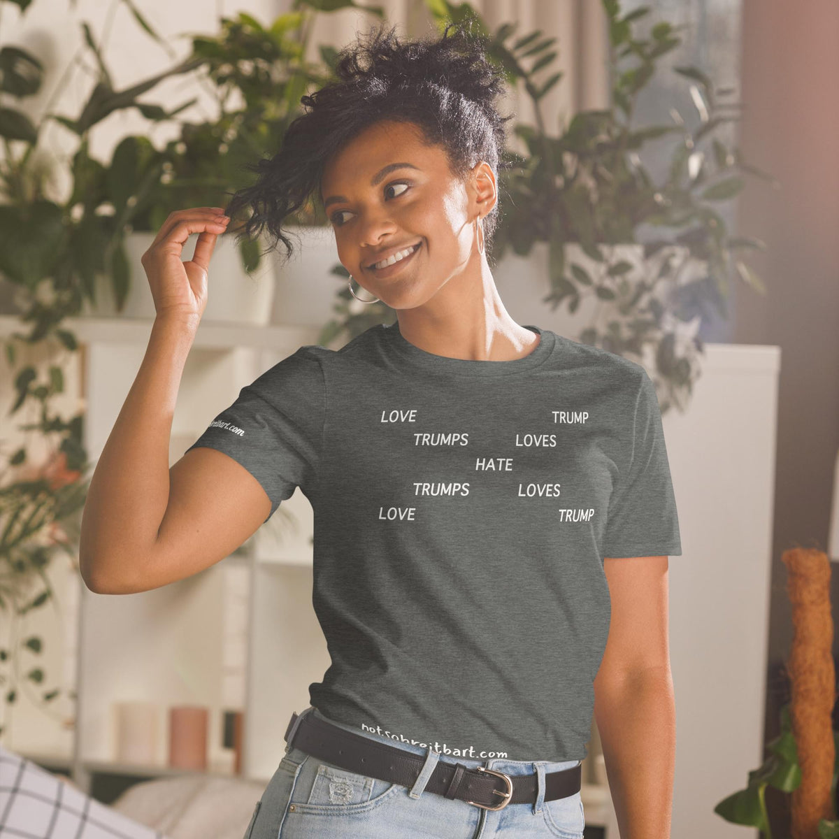 Love Trumps Hate.  Hate Loves Trump.  Short-Sleeve Unisex T-Shirt notsobreitbart.com