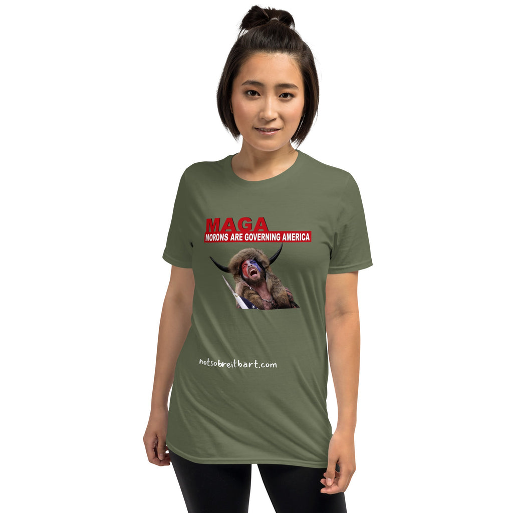 Morons Are Governing America Short-Sleeve T-Shirt notsobreitbart.com