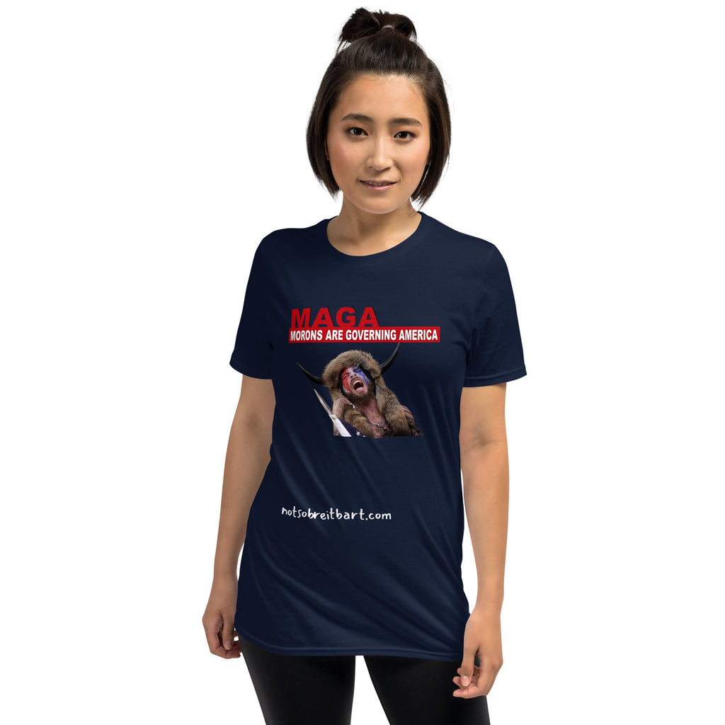 Morons Are Governing America Short-Sleeve T-Shirt notsobreitbart.com