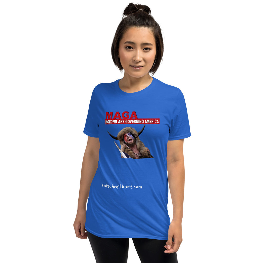 Morons Are Governing America Short-Sleeve T-Shirt notsobreitbart.com
