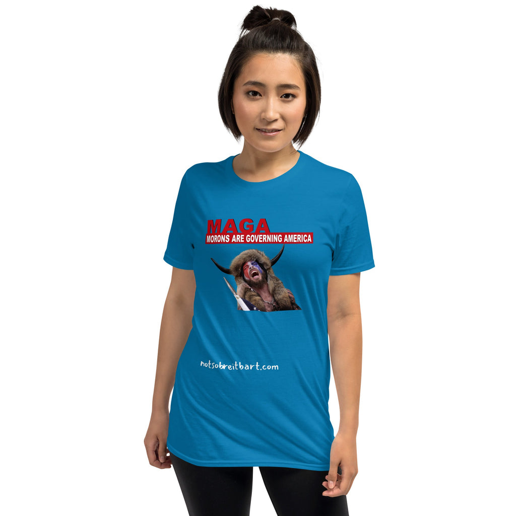 Morons Are Governing America Short-Sleeve T-Shirt notsobreitbart.com