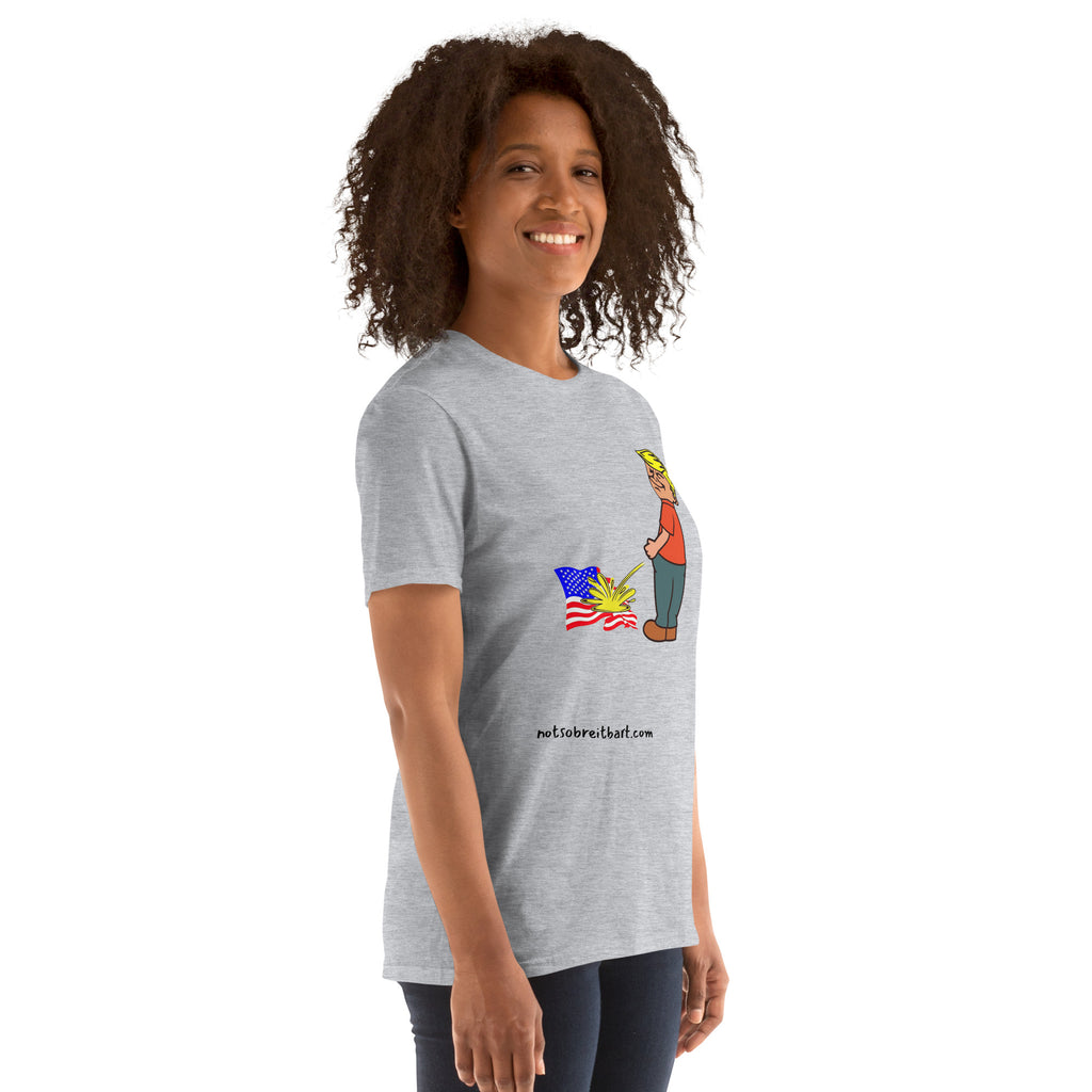 Trump pissing on US Short-Sleeve Unisex T-Shirt notsobreitbart.com