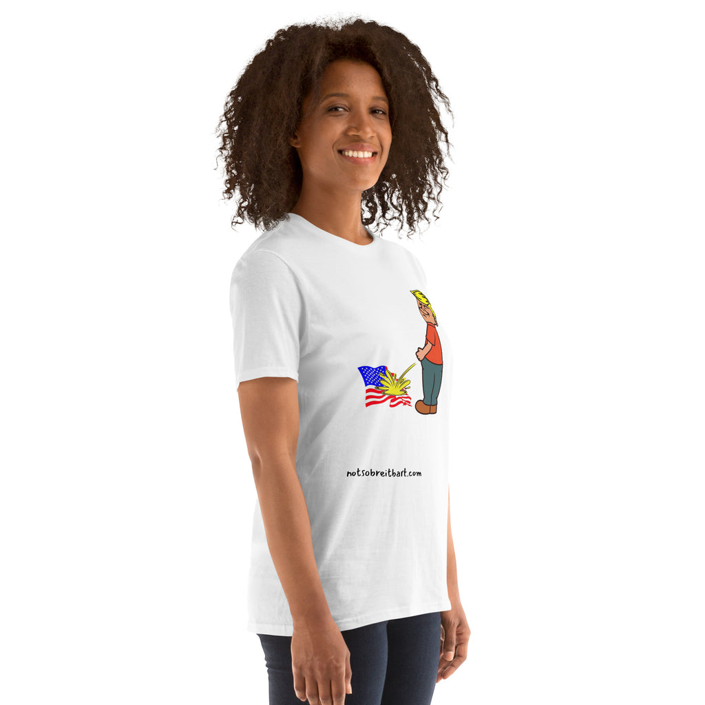 Trump pissing on US Short-Sleeve Unisex T-Shirt notsobreitbart.com