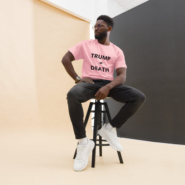 Trump = Death (Vertical) Unisex tee. Trump's policies are literally killing people. notsobreitbart.com