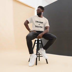 Trump = Death (Vertical) Unisex tee. Trump's policies are literally killing people. notsobreitbart.com