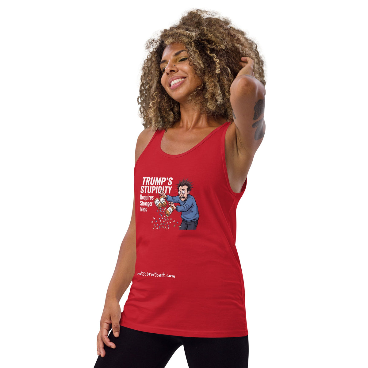 Trump's Stupidity Requires Stronger Meds Unisex Tank Top notsobreitbart.com