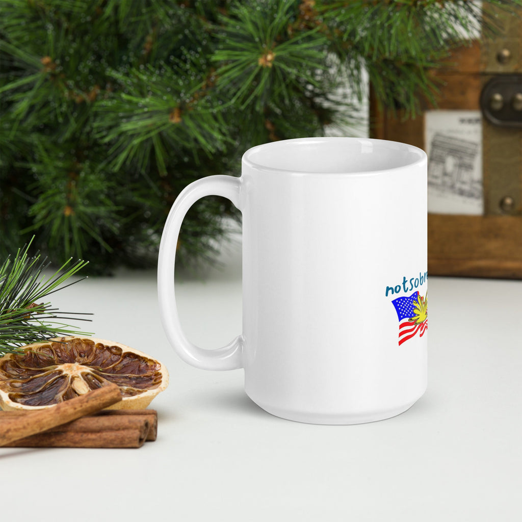 Trump Peeing on Flag Ceramic Glossy Coffee Mug notsobreitbart.com