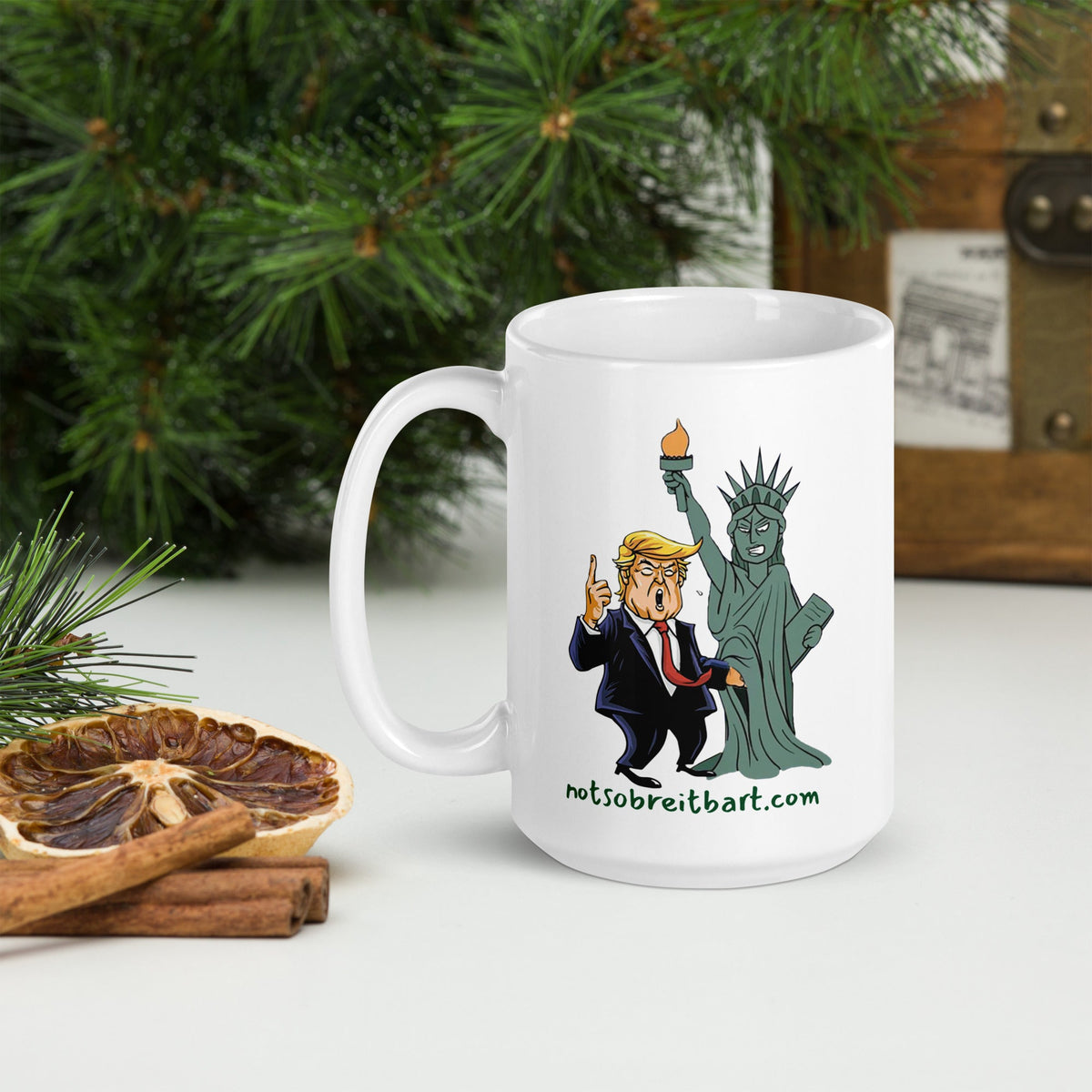 Trump Assault on Lady Liberty Mug notsobreitbart.com