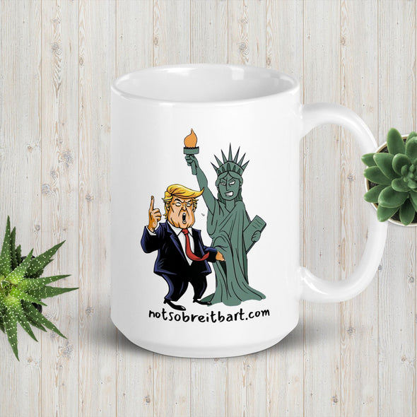 Trump Assault on Lady Liberty Mug notsobreitbart.com