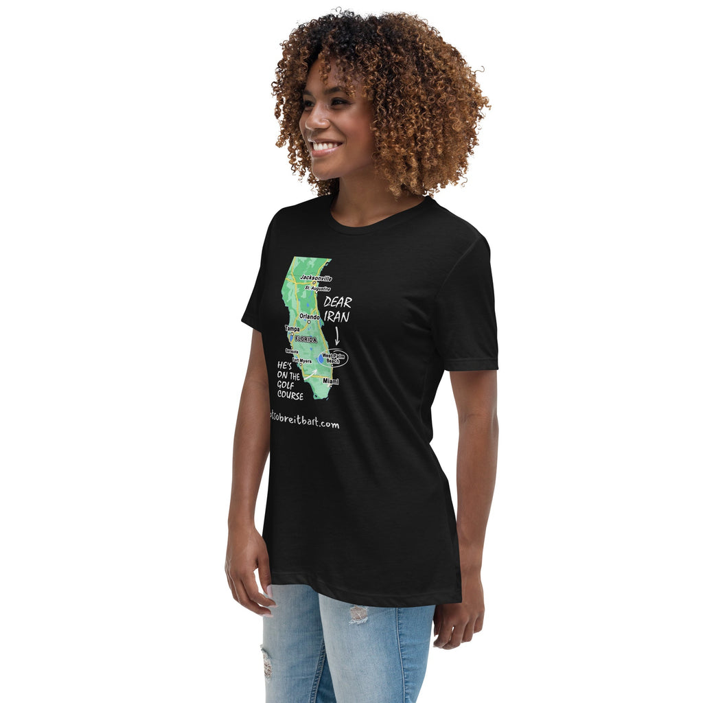 Iran/Trump Golfing Women's Relaxed T-Shirt notsobreitbart.com