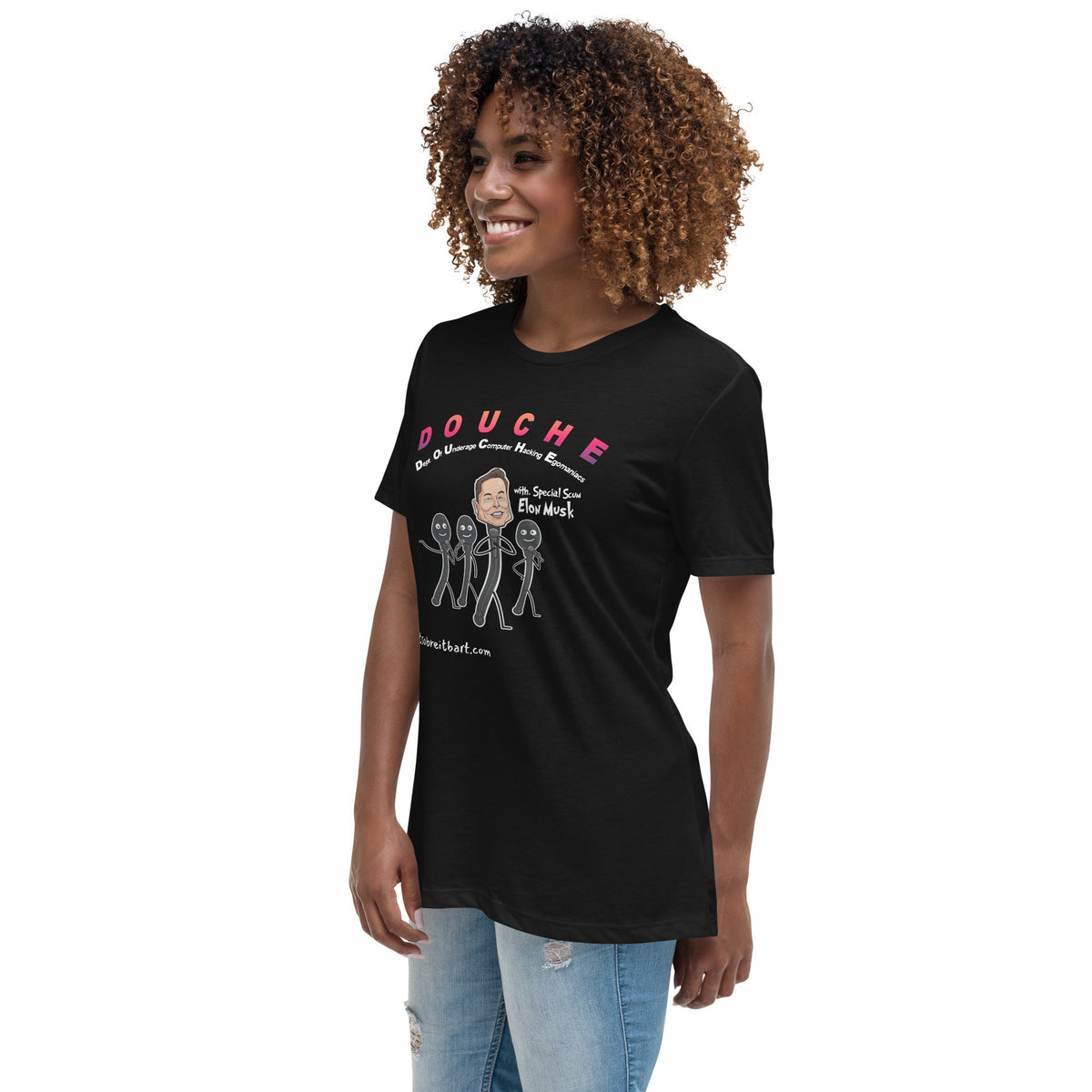 Elon Musk/Doge/Douche Women's Relaxed T-Shirt notsobreitbart.com