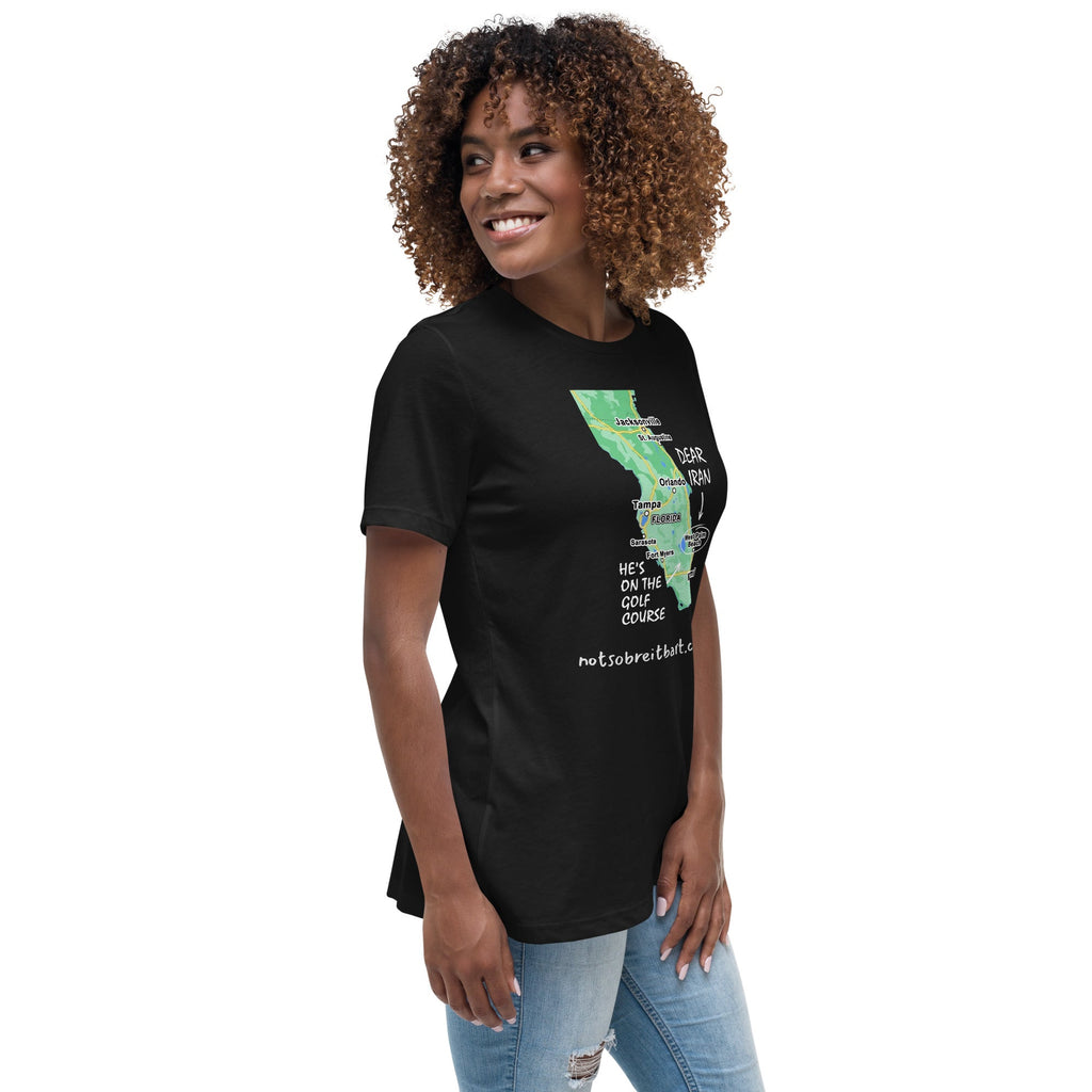 Iran/Trump Golfing Women's Relaxed T-Shirt notsobreitbart.com