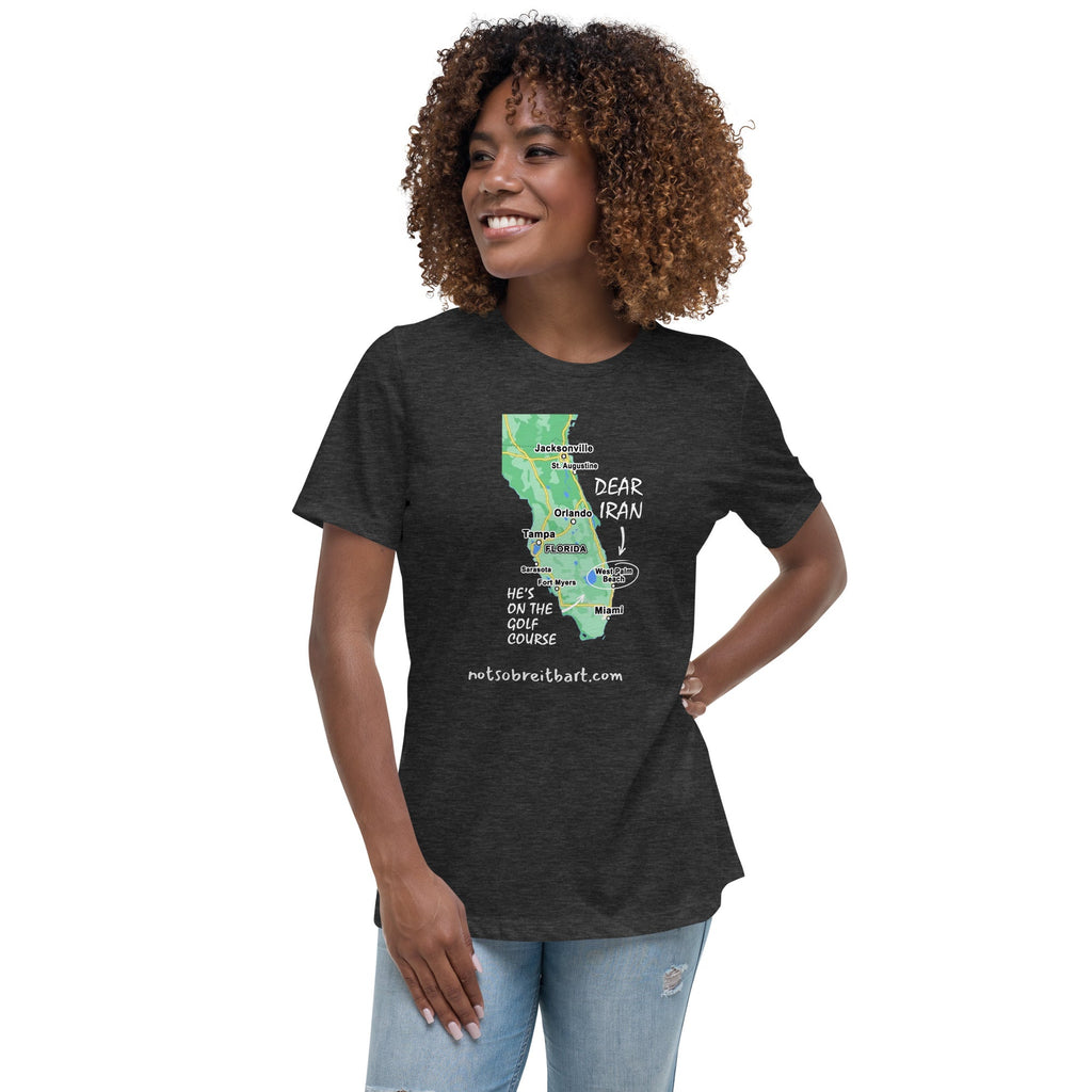Iran/Trump Golfing Women's Relaxed T-Shirt notsobreitbart.com