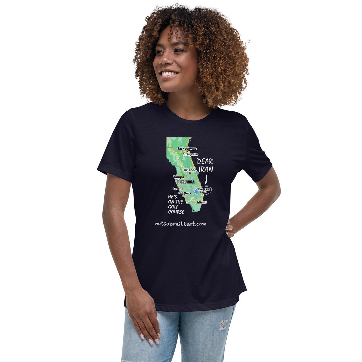 Iran/Trump Golfing Women's Relaxed T-Shirt notsobreitbart.com