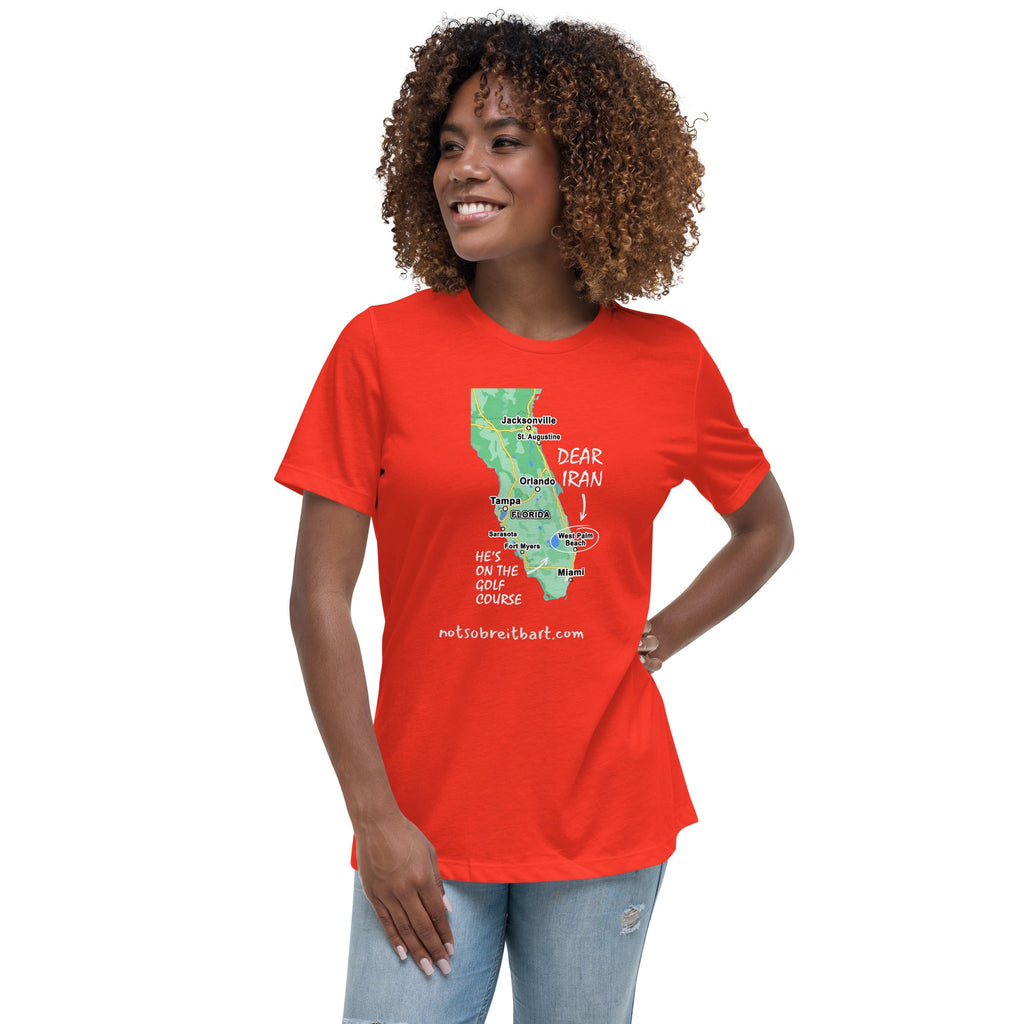 Iran/Trump Golfing Women's Relaxed T-Shirt notsobreitbart.com