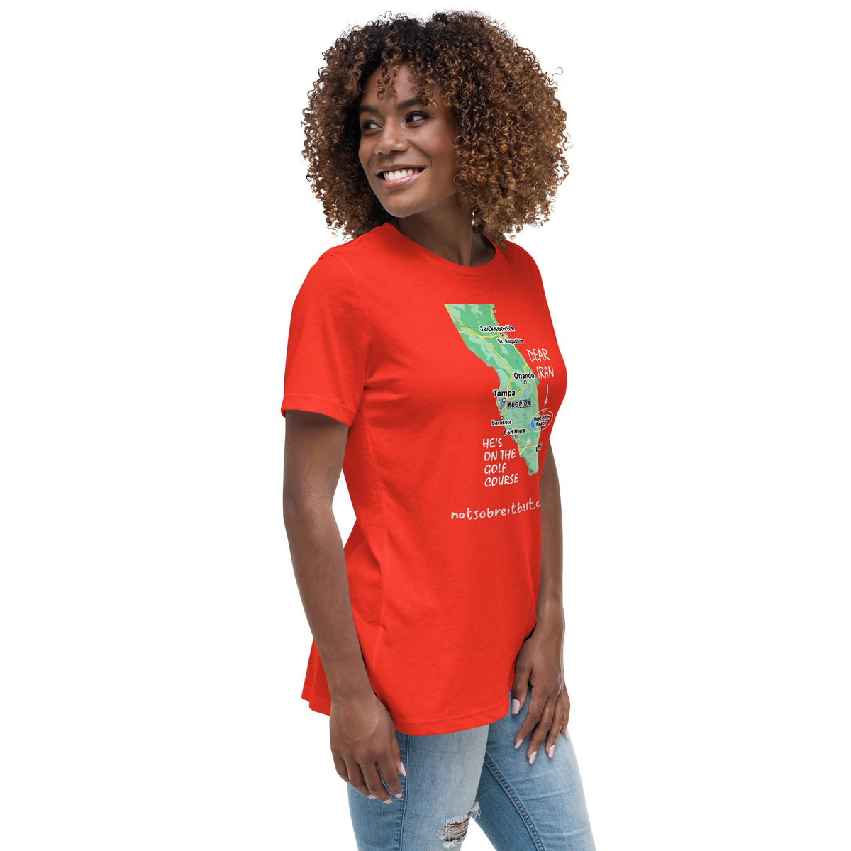 Iran/Trump Golfing Women's Relaxed T-Shirt notsobreitbart.com