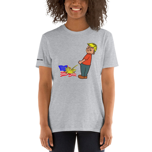 Trump pissing on US Short-Sleeve Unisex T-Shirt notsobreitbart.com