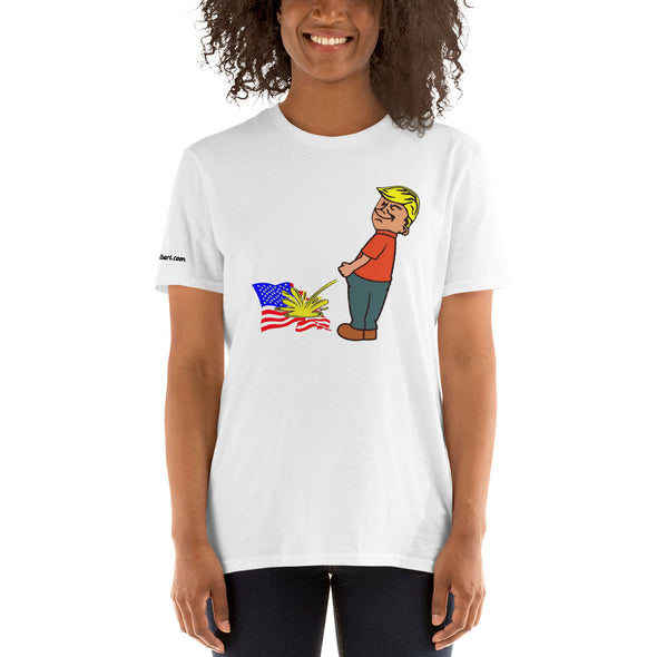 Trump pissing on US Short-Sleeve Unisex T-Shirt notsobreitbart.com