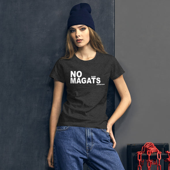 anti-MAGA Women's short sleeve NO MAGATS T-shirt notsobreitbart.com
